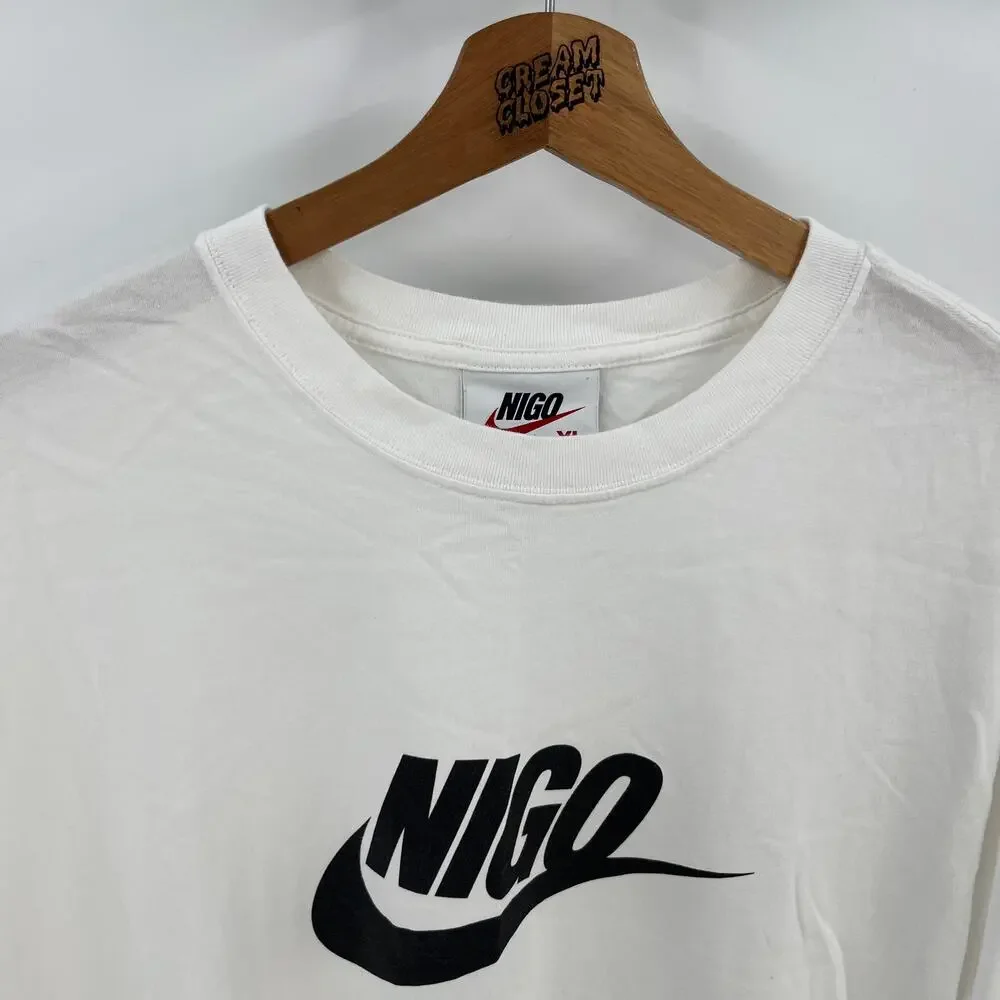Nike Air x Nigo BAPE Bathing Ape Human Made Logo Swoosh Tee in White XL